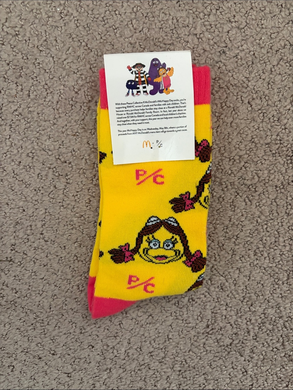 McDonald's Yellow & Pink Character Crew Socks
